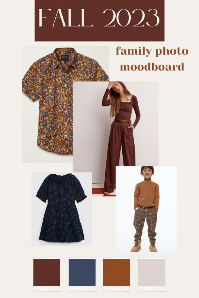 a moodboard for inspiration about what to wear for family photos